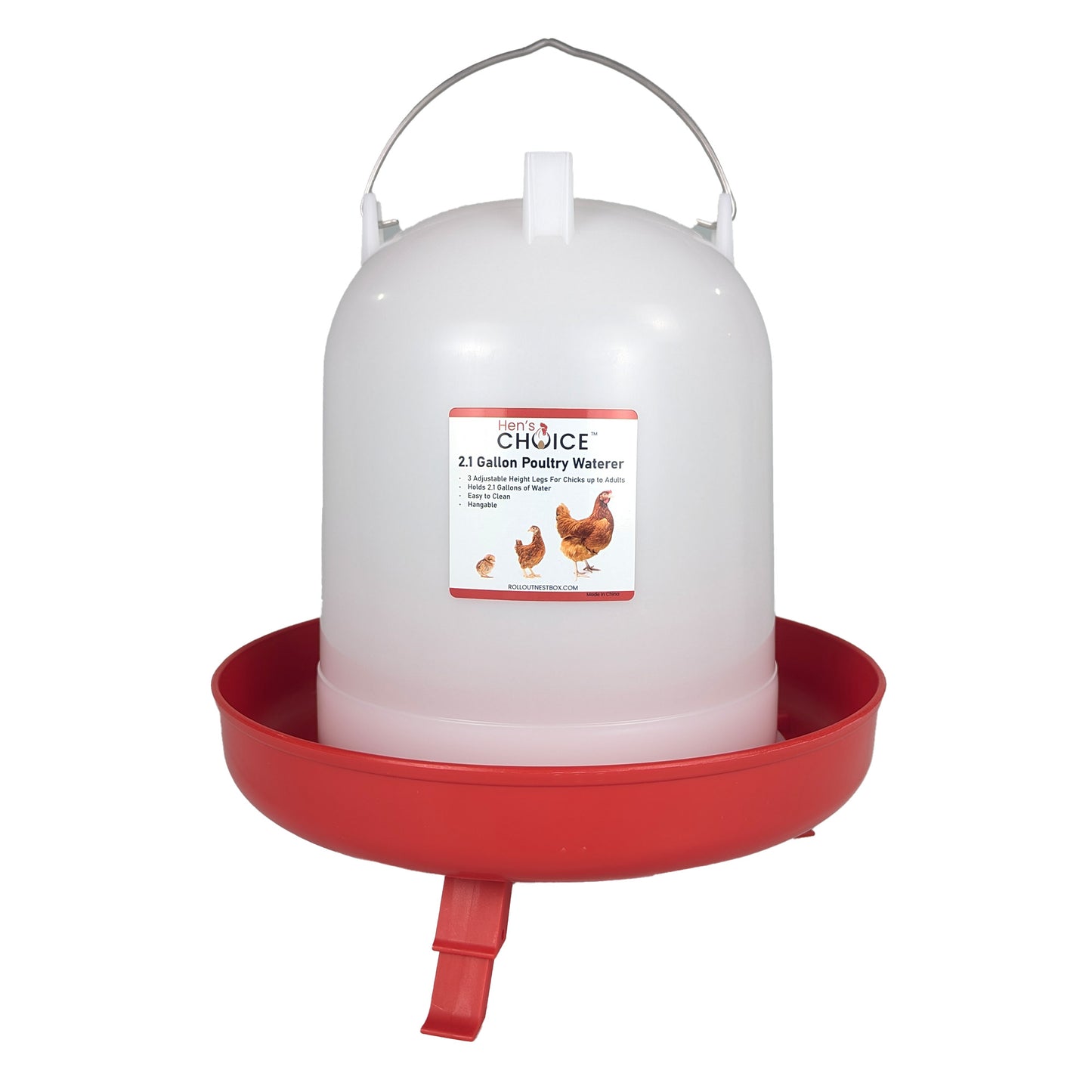 Hen's Choice™ - 8L/2.1 gal Chicken Waterer | Adjustable Legs | Hangable