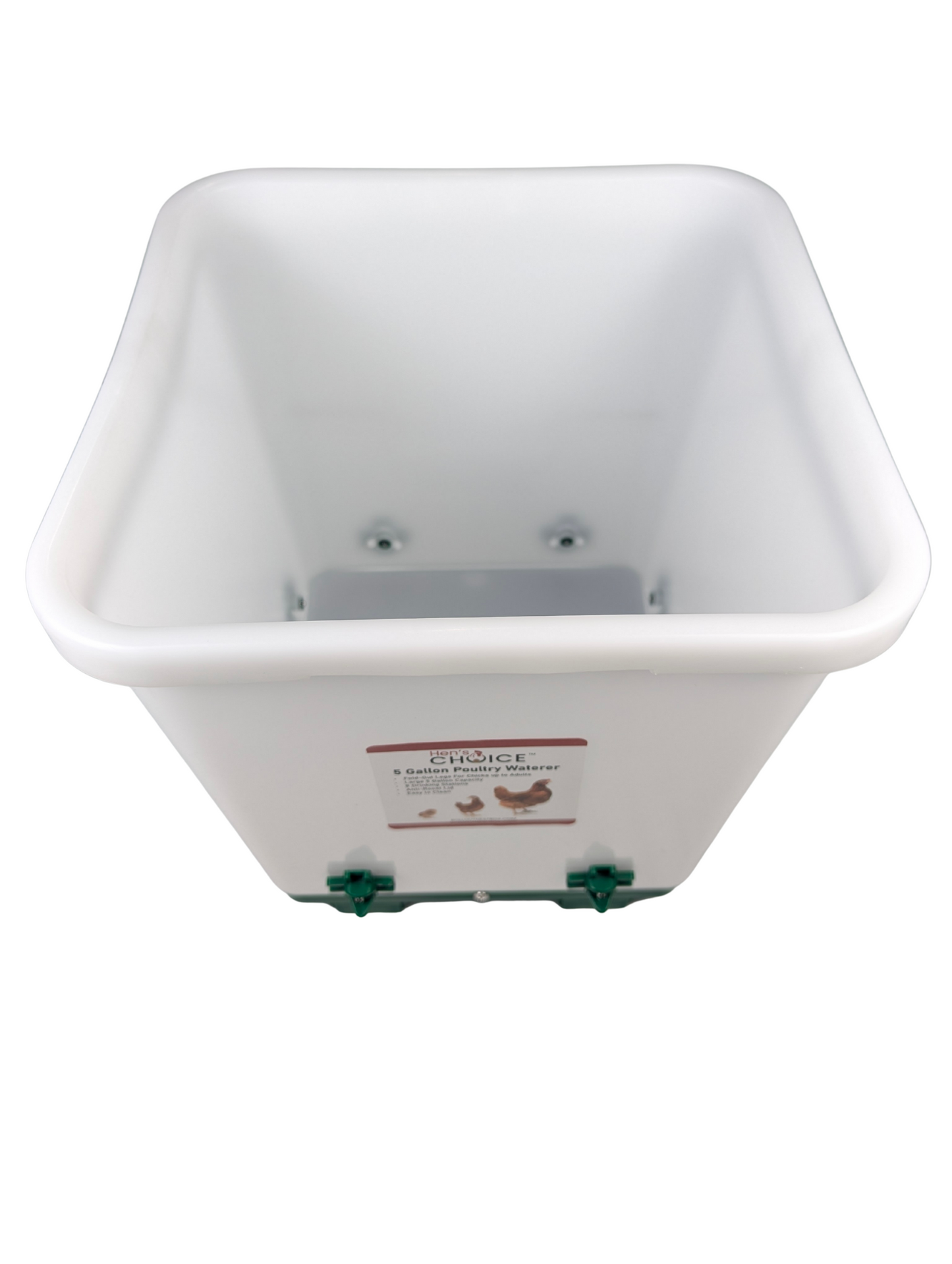 Hen's Choice - 5 Gallon Chicken Waterer with 8 Drinker Nipples, Anti-Roost Lid, Top Fill Design, Heavy Duty Legs