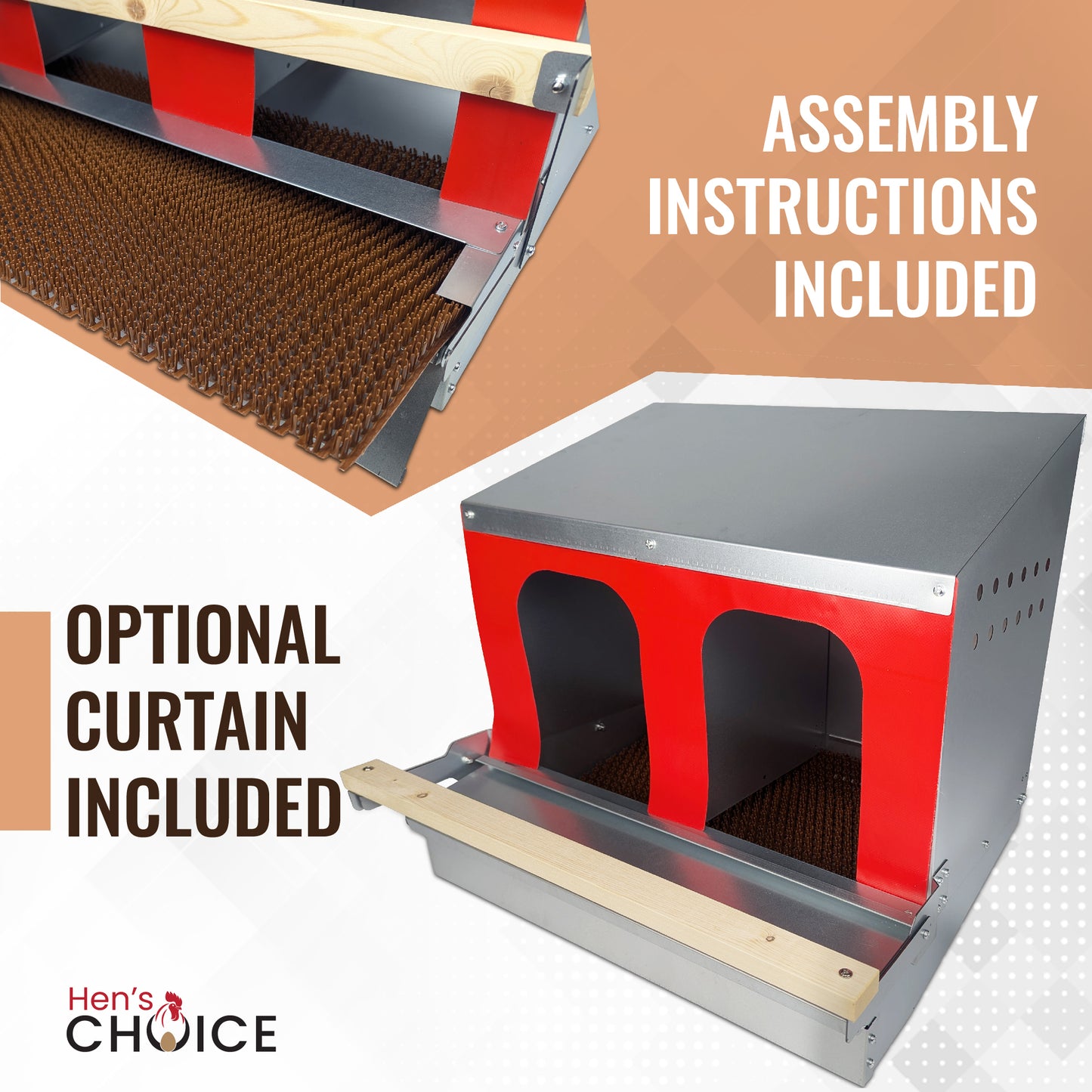 Hen's Choice™ - Roll Out Chicken Nest Box | Reversible | 2 Compartment 21"