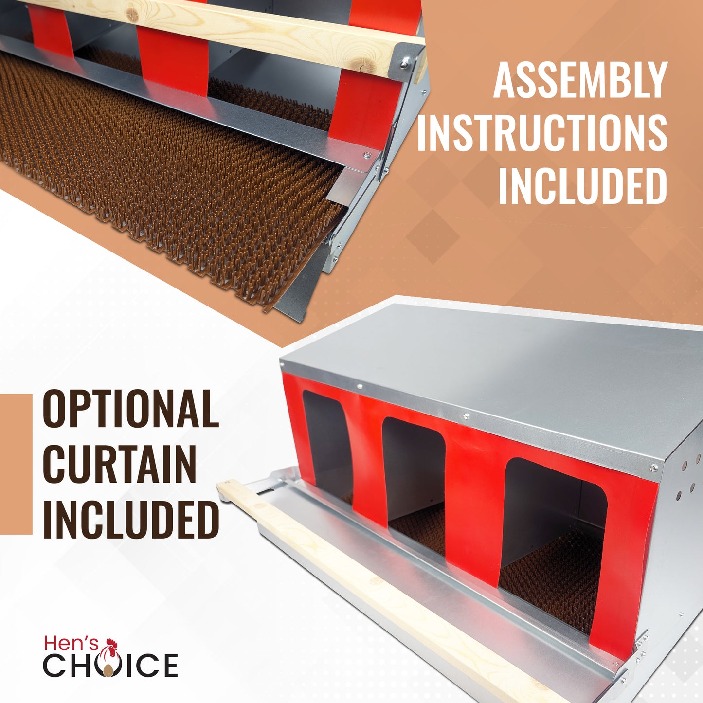 Hen's Choice™ - Roll Out Chicken Nest Box | Reversible | 3 Compartment 36"