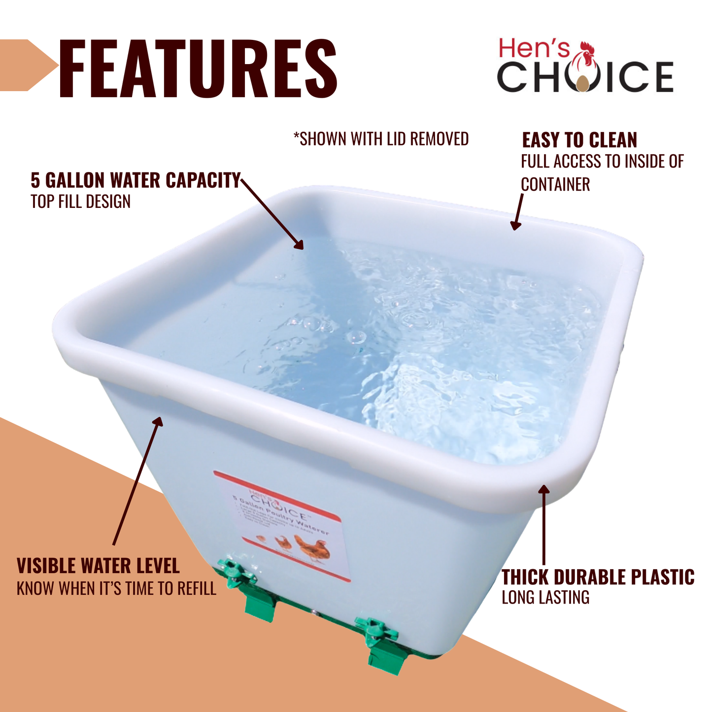 Hen's Choice™ - 25lb Chicken Feeder & 5 Gallon Waterer Set, Anti-Roost Lid, With Legs