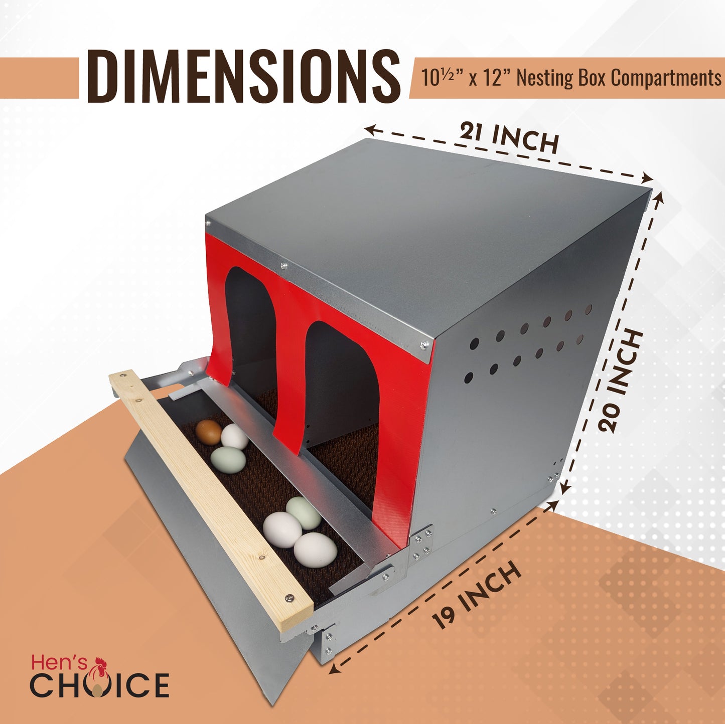 Hen's Choice™ - Roll Out Chicken Nest Box | Roll Away Chicken Nesting Box | 2 Compartment 21"