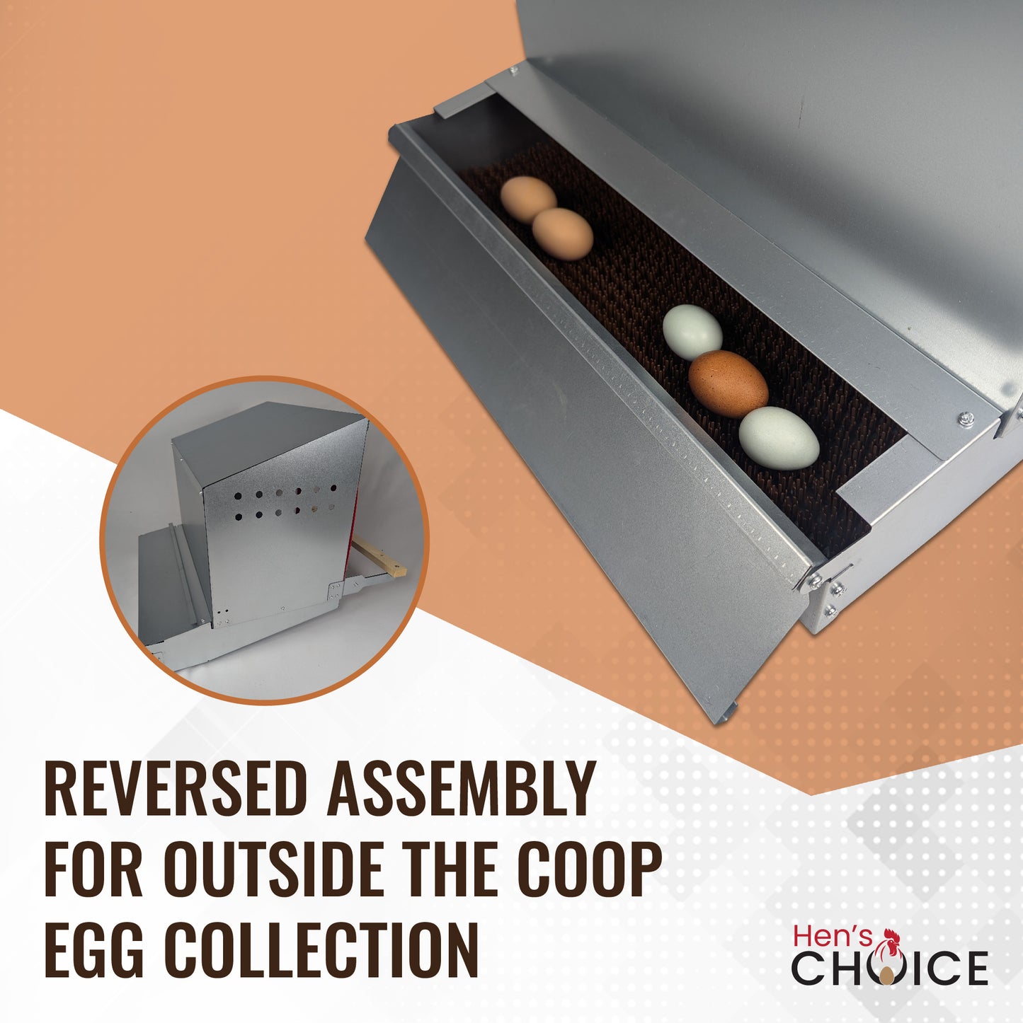 Hen's Choice™ - Roll Out Chicken Nest Box | Roll Away Chicken Nesting Box | 2 Compartment 21"