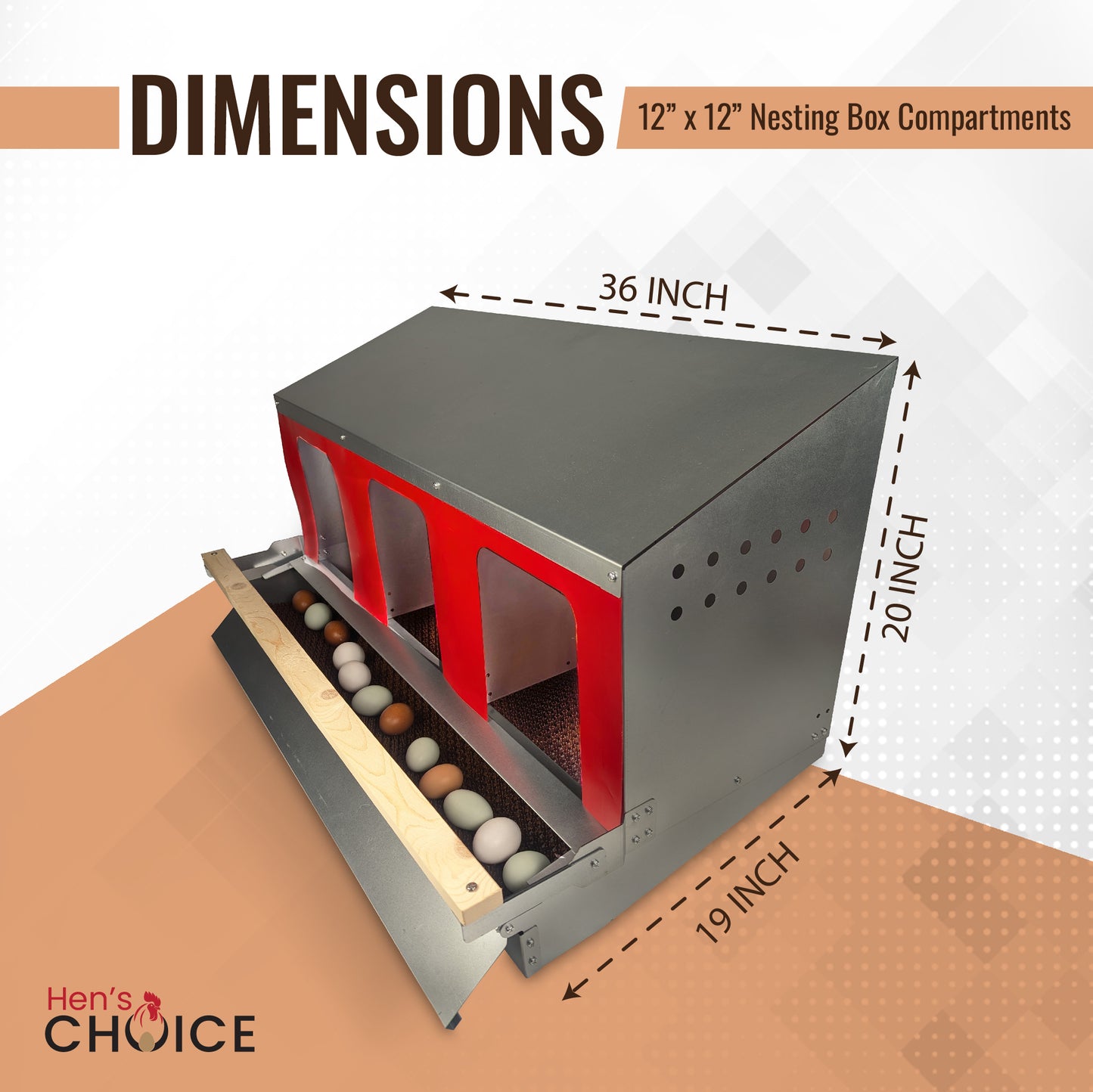 Hen's Choice™ - Roll Out Chicken Nest Box | Roll Away Chicken Nesting Box | 3 Compartment 36"